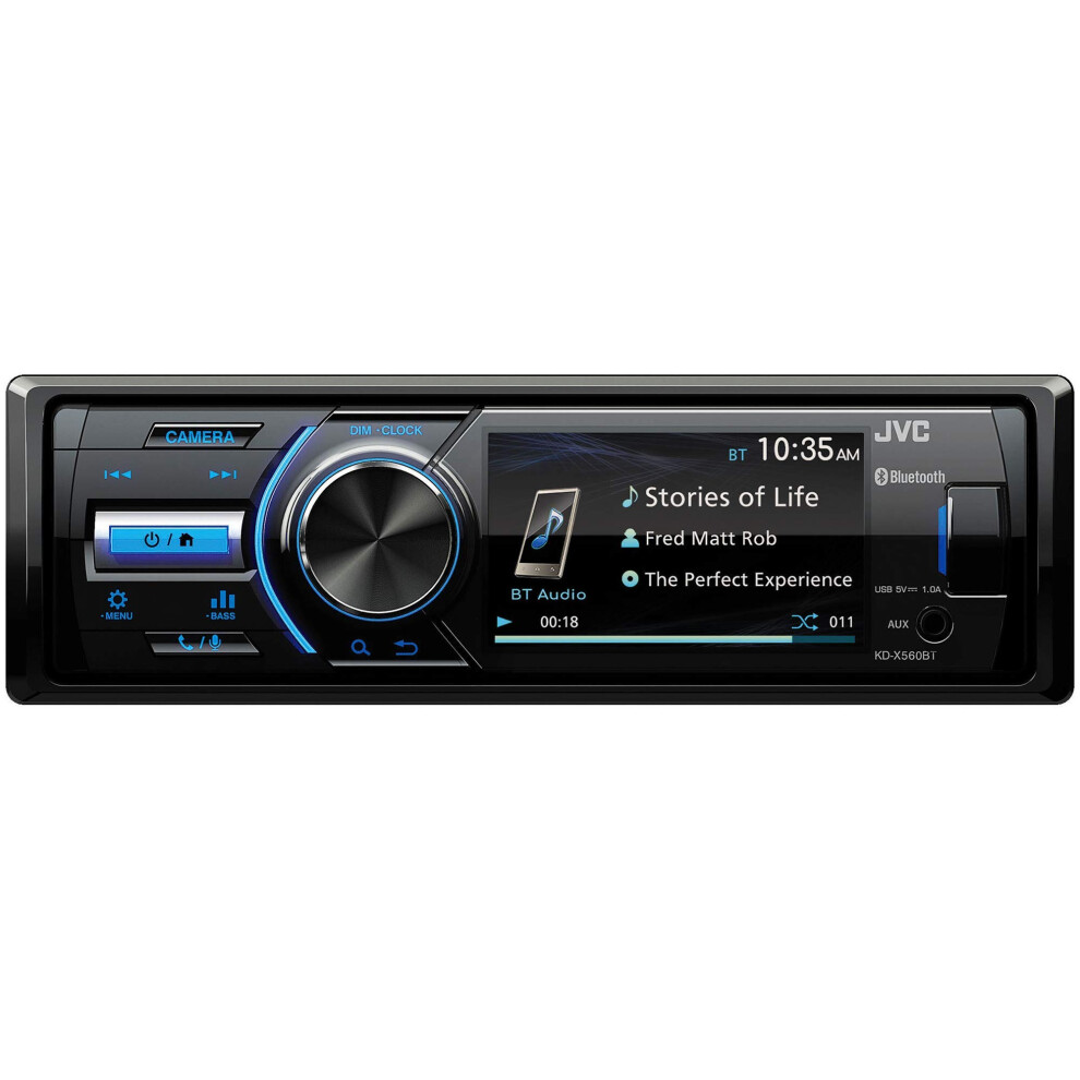 JVC - KD-X560BT - Digital Media Car & Marine Bluetooth Receiver iPhone/Android/USB/AUX Car Stereo with Rear Camera Input