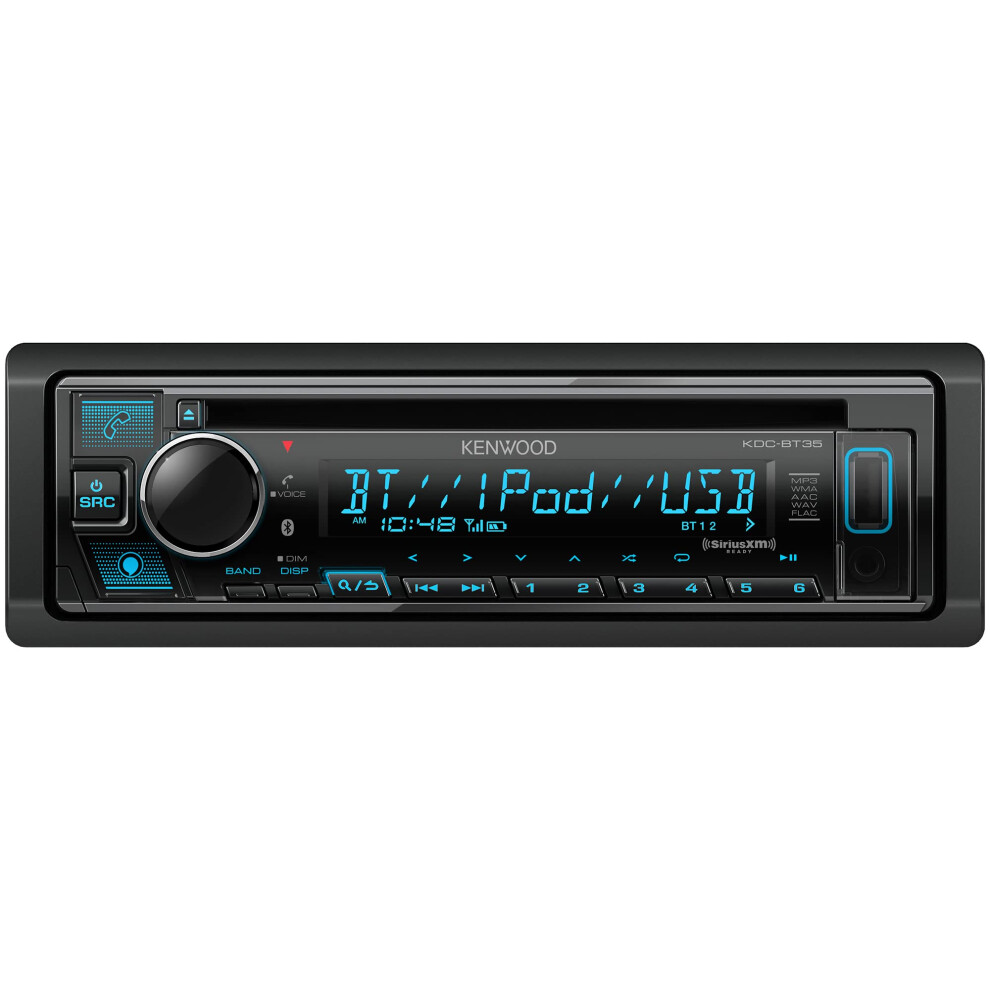 KENWOOD KDC-BT35 CD Car Stereo with Bluetooth  Front USB  AUX  Amazon Alexa  SiriusXM Radio Ready and variable display color illumination