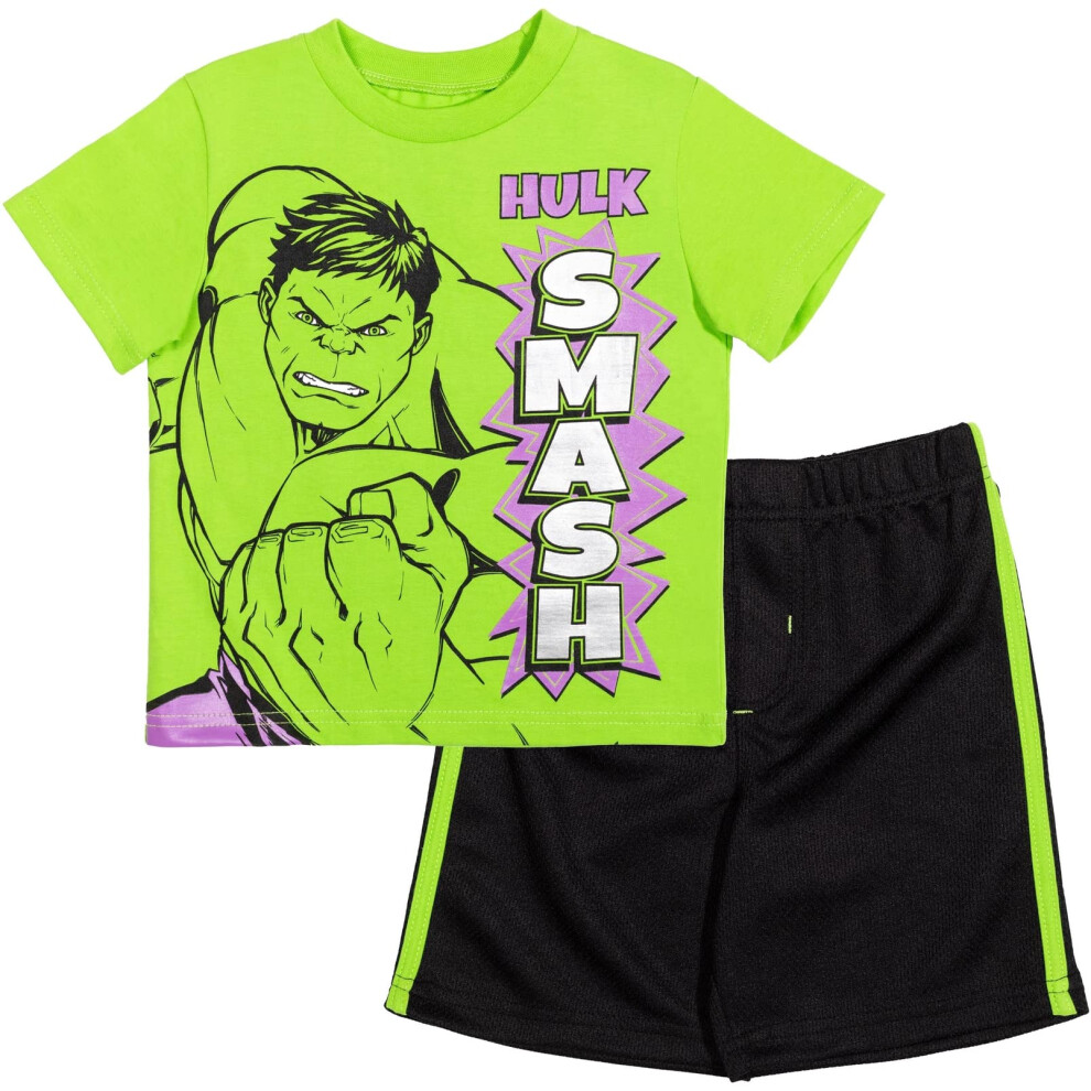 Marvel Avengers Hulk Toddler Boys Graphic T-Shirt Mesh Shorts Outfit Set 2T