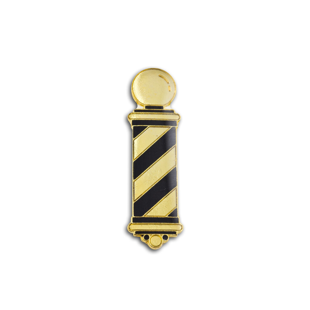 Barber Pole Lapel Pin  Gold & Black