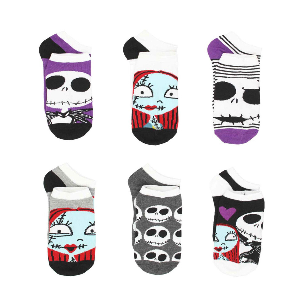 Disney The Nightmare Before Christmas Womens Socks  6 pack  Jack Sally Purple  Large (9-11)