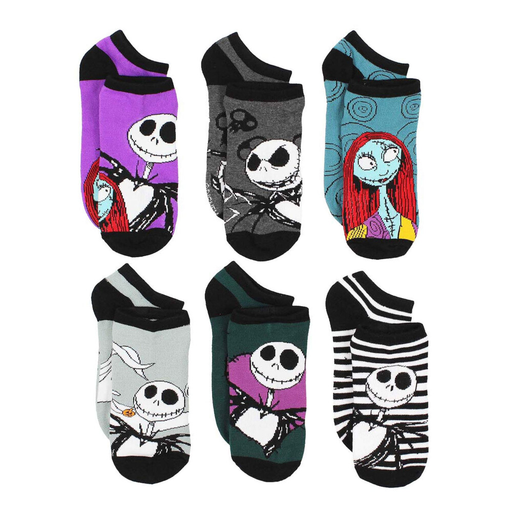 Disney The Nightmare Before Christmas Womens 6 pack Socks (Large (9-11)  Purple)