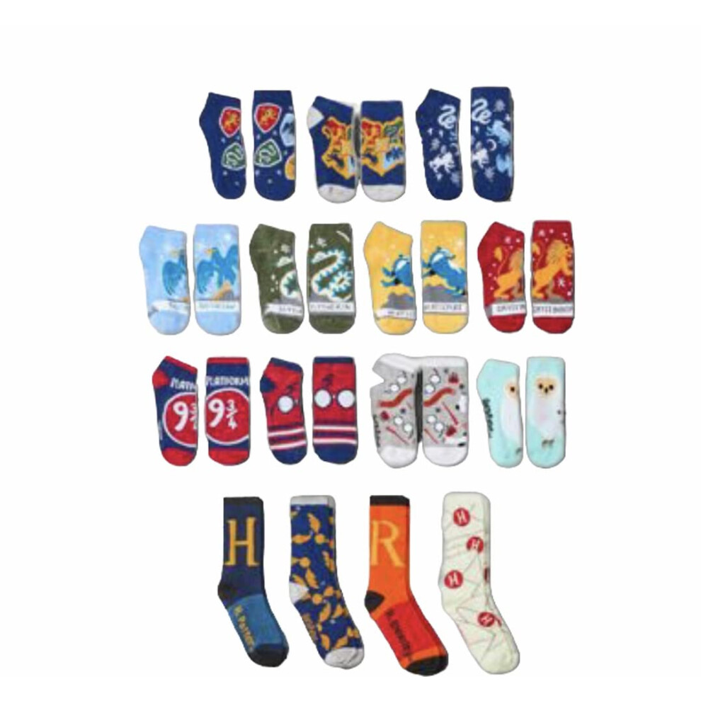 Harry Potter Countdown to Christmas Advent Calendar Set - Bundle with 15 Pairs of Harry Potter Socks for Women Size 4-10 | Harry Potter Gift