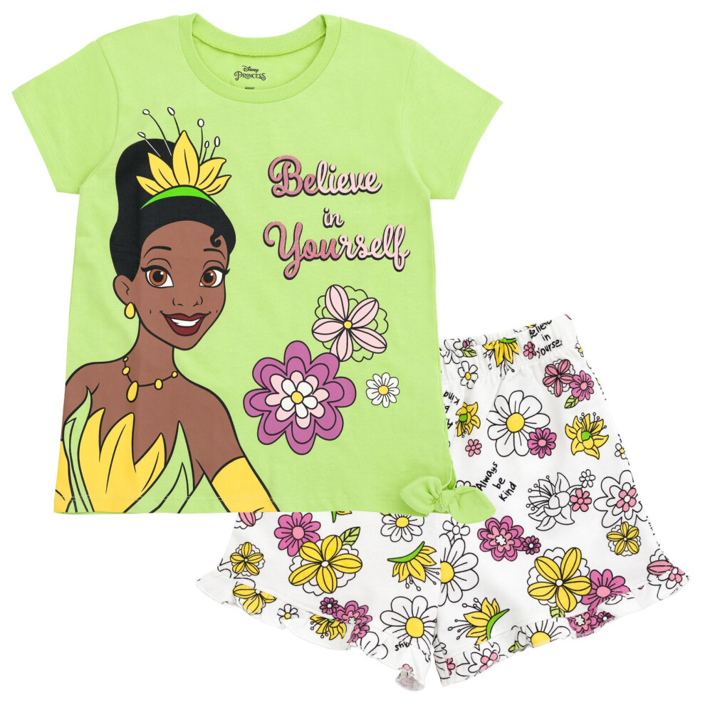 Disney Princess Toddler Girls T-Shirt and Shorts Outfit Set Green 5T