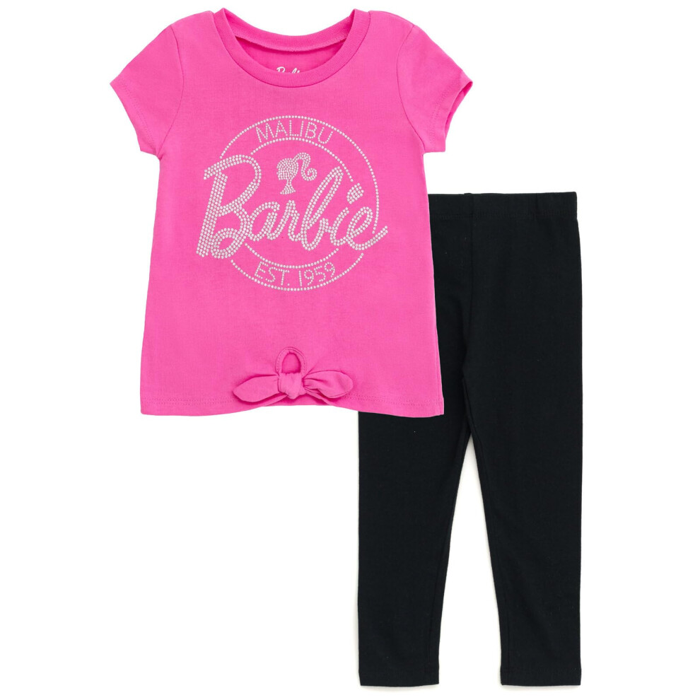 Barbie Toddler Girls T-Shirt and Leggings Outfit Set Pink/Black 4T