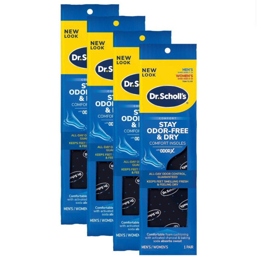 Dr. Scholl's Stay Odor-Free & Dry Comfort Insoles with Odor-X  Unisex Inserts  1 Pair  Full Length Trim to Fit Men's Shoe Sizes (7-13) and W