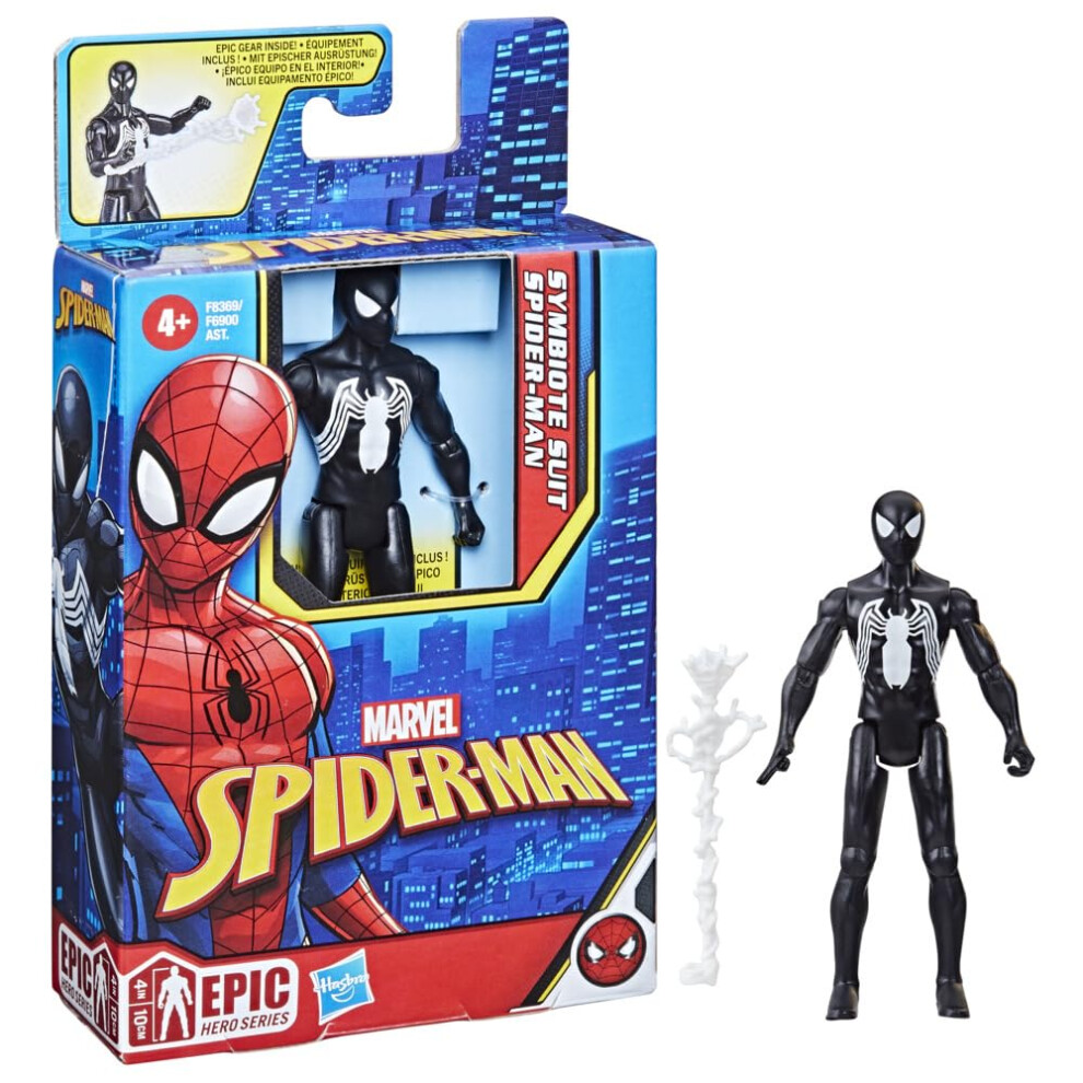 Marvel Epic Hero Series Symbiote Suit Spider-Man Action Figure  4-Inch Toy with Accessory  Kids Ages 4 and Up  Medium