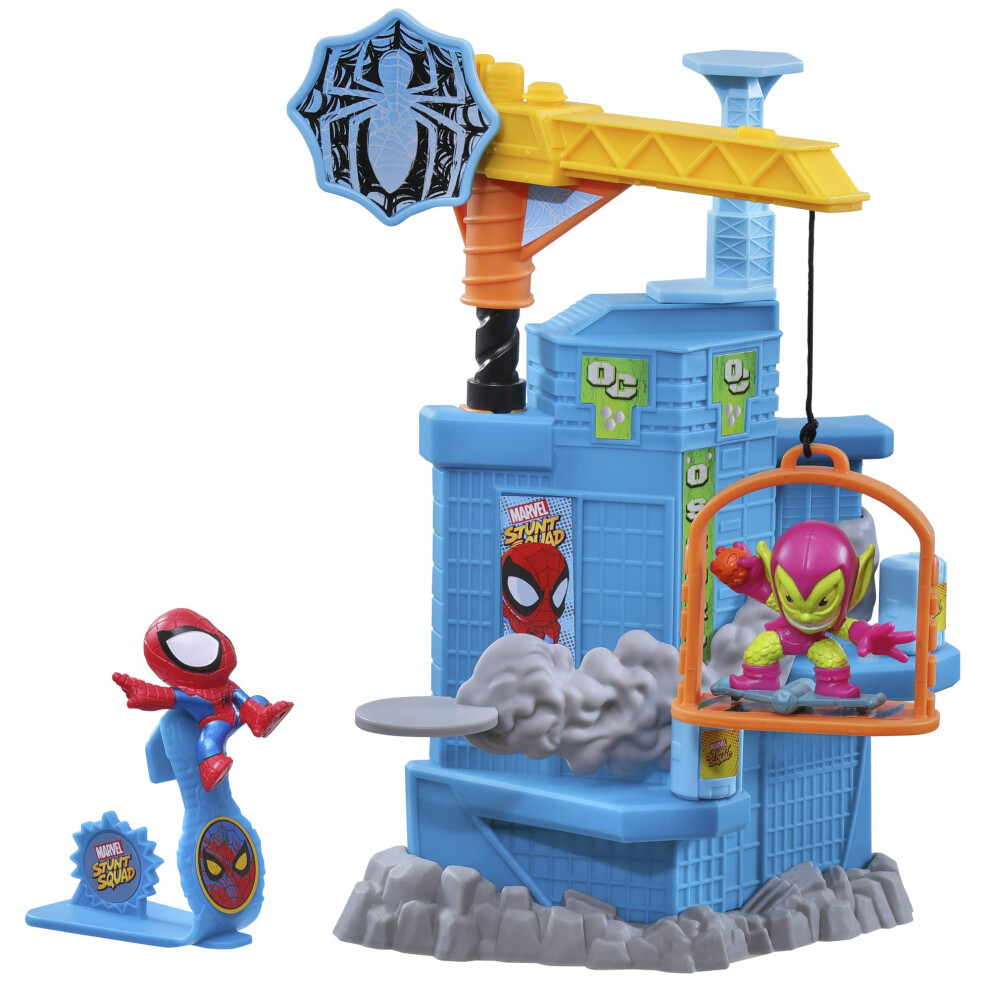 Marvel Stunt Squad Crane Smash Playset  Spider-Man vs. Green Goblin  1.5-Inch Super Hero Action Figures  Marvel Toys for Kids Ages 4 and Up