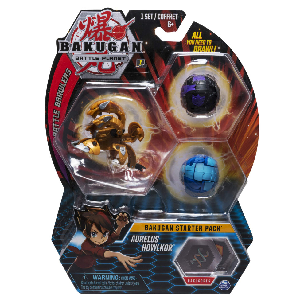 Bakugan Starter Pack 3-Pack  Aurelus Howlkor  Collectible Transforming Creatures  for Ages 6 and Up