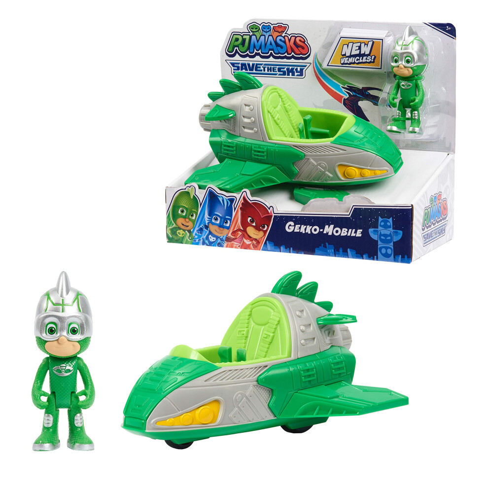 PJ Masks Save the Sky Gekko Mobile  Gekko Figure and Car  Green  Kids Toys for Ages 3 Up by Just Play