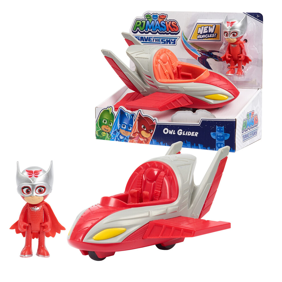 PJ Masks Save the Sky Owl Glider  3-inch Owlette Figure and Owl Glider  Pretend Play  Kids Toys for Ages 3 Up by Just Play