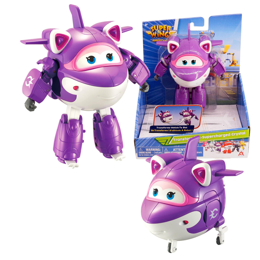 Super Wings - 5'' Transforming Supercharged Crystal Airplane Toys Action Figure | Season 4 | Airplane to Robot | Birthday Gift for 3 4 5 yea