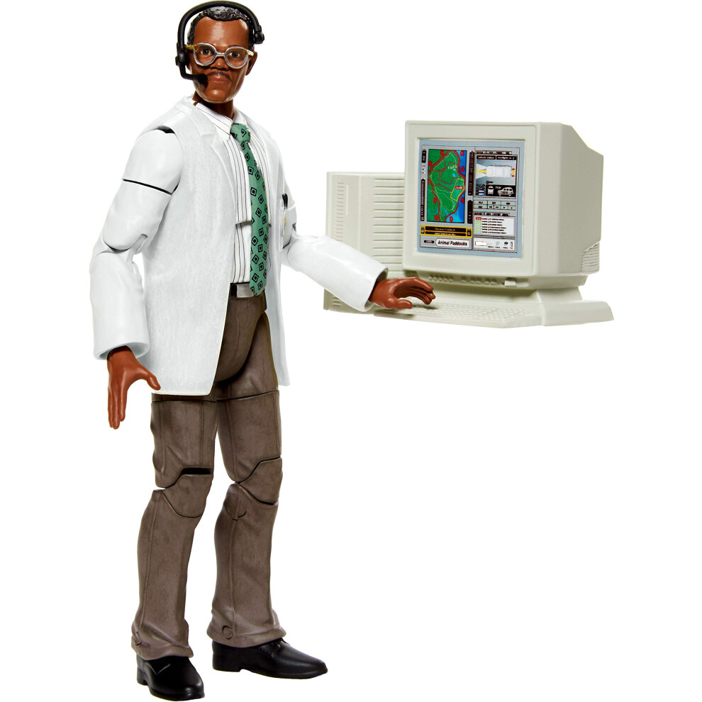 Mattel Jurassic World Toys Amber Collection Ray Arnold 6-in Action Figure with Movie-Inspired Removable Arm  Headset  & Computer Piece Acces