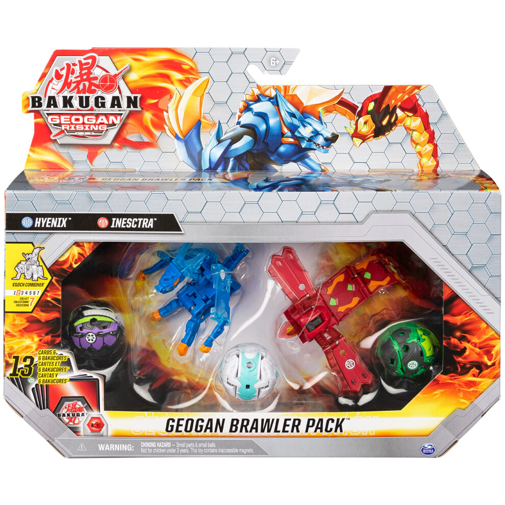 Bakugan Geogan Brawler 5-Pack  Exclusive Hyenix and Insectra Geogan and 3 Collectible Action Figures