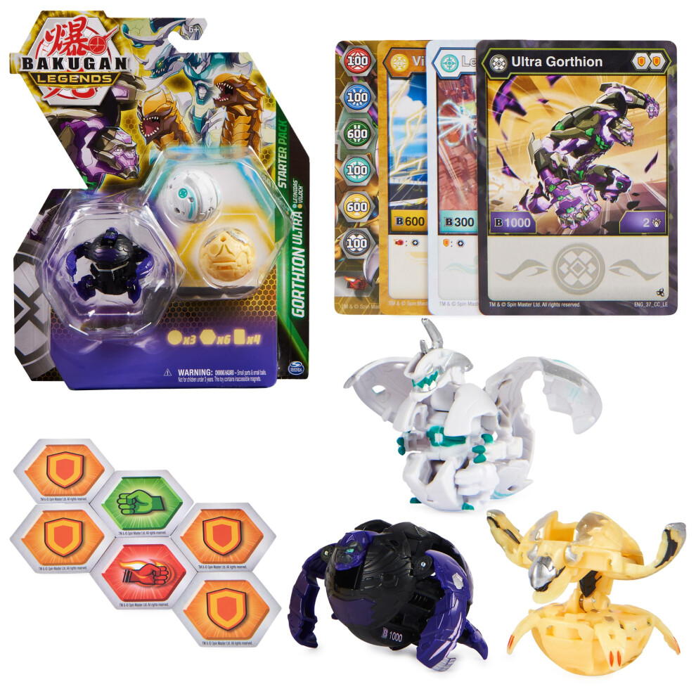 Bakugan Legends Starter 3-Pack  Gorthion Ultra with Leonidas and Viloch  Collectible Action Figures  Ages 6 and Up