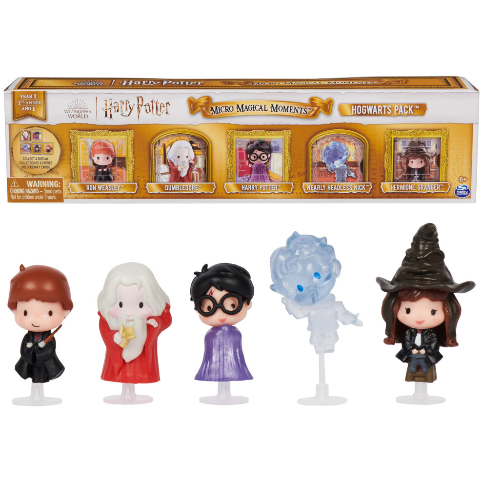 Wizarding World Harry Potter  Micro Magical Moments Hogwarts 5-Pack Mini Figures Gift Set with Display Cases (Amazon Exclusive)  Kids Toys f