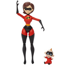 Mattel Pixar "The Incredibles" Elastigirl Actionfigur med Jack-Jack, 6.6-in & 2.2-in Hög, Mycket Rörlig
