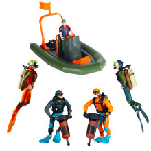 Hiawbon People Models Underwater Swimmers Action Figures Realistic Divers Figurines Plastic Speed Boat Model Set of 6