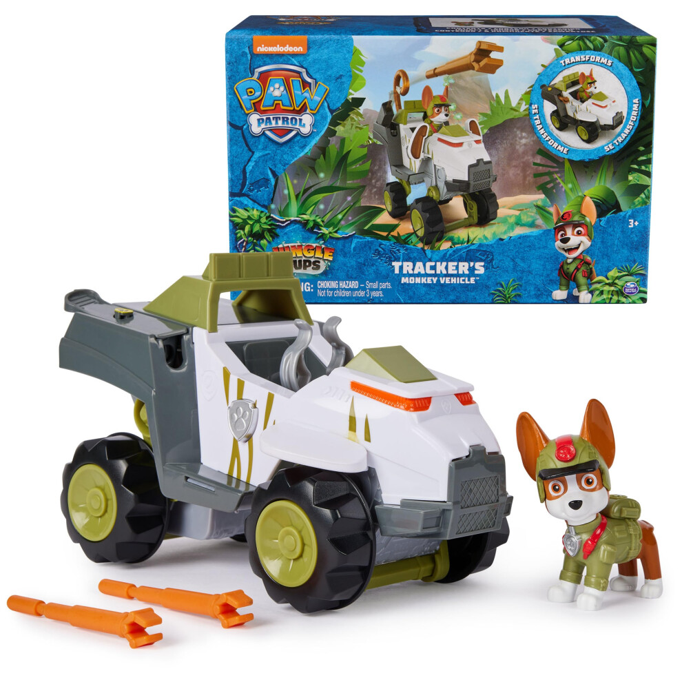 Paw Patrol Jungle Pups  Trackers Monkey Vehicle  Toy Truck with Collectible Action Figure  Kids Toys for Boys & Girls Ages 3 and Up