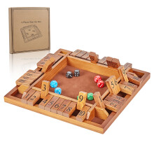 ApudArmis 4-Way Shut The Box Grote houten bordspelset met dobbelstenen 4 manieren om Shut-The-Box te spelen voor kinderen Leren Addtion Volwassenen K