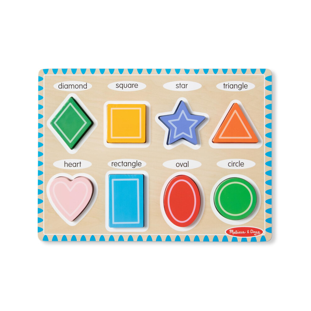 Melissa & Doug Shapes Wooden Chunky Puzzle (8 pcs) - Wooden Puzzles for Toddlers  Animal Puzzles For Kids Ages 2+ - FSC-Certified Materials