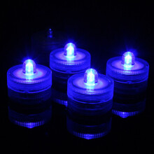 (Blue(Round)) 12pcs Mini Submersible LED Lights Tealight Candles
