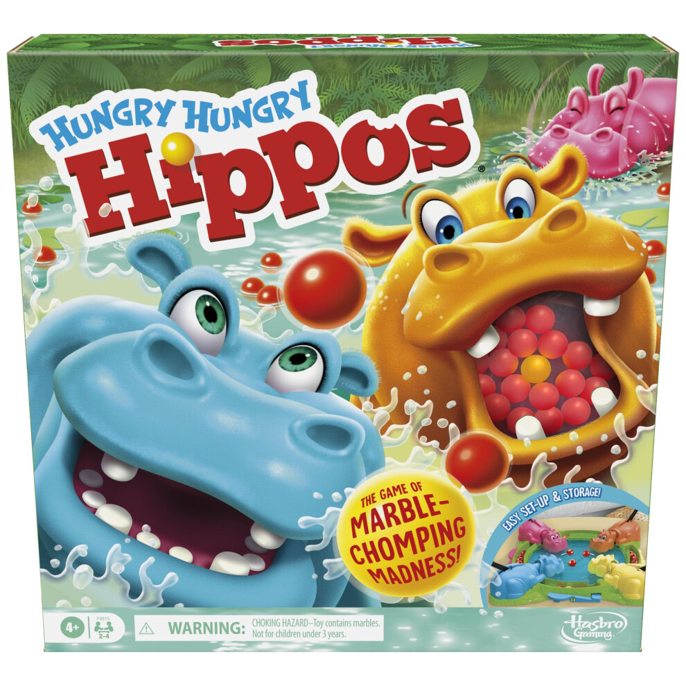 Hungry Hungry Hippos Game for Preschoolers | Instant Marble Relaunch  Easy Set-Up & Storage| Ages 4 and Up | 2 to 4 Players | Kids Games