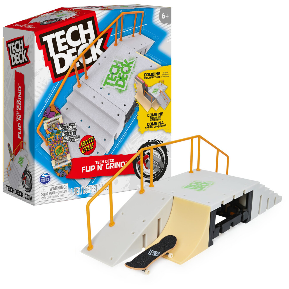 TECH DECK  Flip N Grind X-Connect Park Creator  Customizable and Buildable Ramp Set with Exclusive Fingerboard  Kids Toy for Boys and Girls