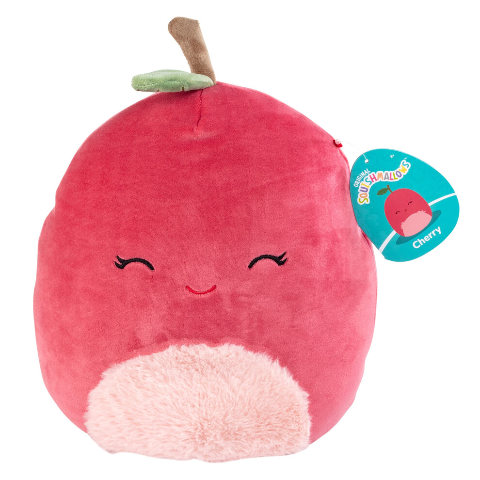 Squishmallows Original 10-Inch Cherry The Purple Cherry - Food Squad - Official Jazwares Plush - Collectible Soft & Squishy Fruit Stuffed An