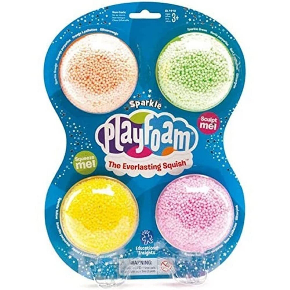 Educational Insights Playfoam Sparkle 4-Pack  Fidget  Sensory Toy  Easter Basket Stuffers for Kids  Gift for Kids Ages 3+