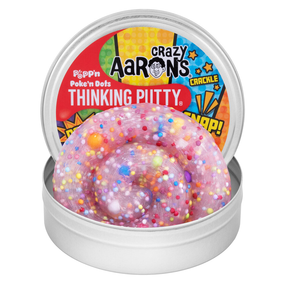 Crazy Aaron's Poke'N Dots Poppn Thinking Putty - 4"" Tin Thinking Putty - Non-Toxic Sensory Play Putty - Never Dries Out - Creative Toy