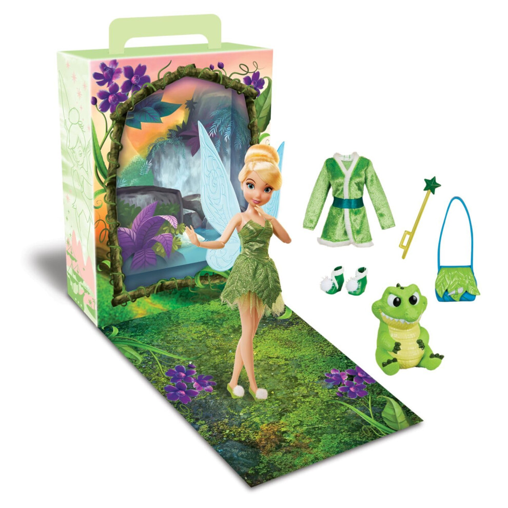 Disney Store Official Princess Story Doll (Tinker Bell from Peter Pan) 11 Inches  Includes Coloring Area and Additional Dress  Princess Doll