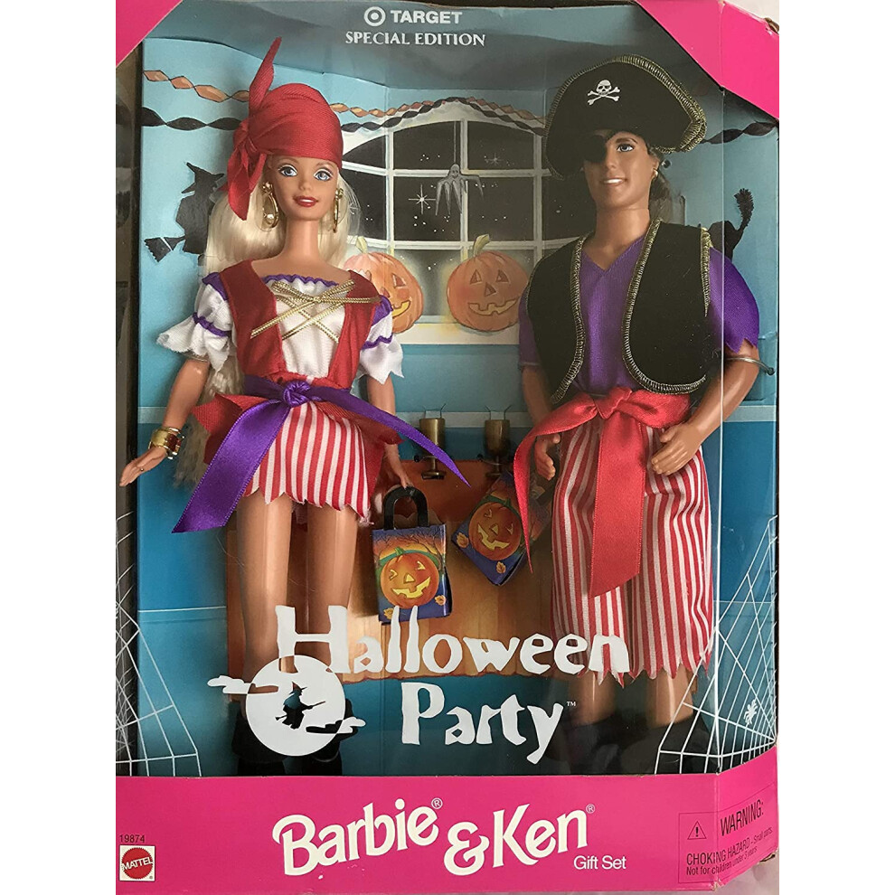 HALLOWEEN PARTY BARBIE & KEN DOLLS Set TARGET Special Edition w Barbie Doll & Ken Doll Dressed as PIRATES (1998)