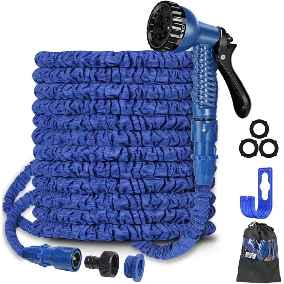 100 FT Garden Hose Pipe, Expandable Garden Hose with 1/2" and 3/4" Fittings, Latex Core Hosepipe Leakproof for Gardening Car Wash