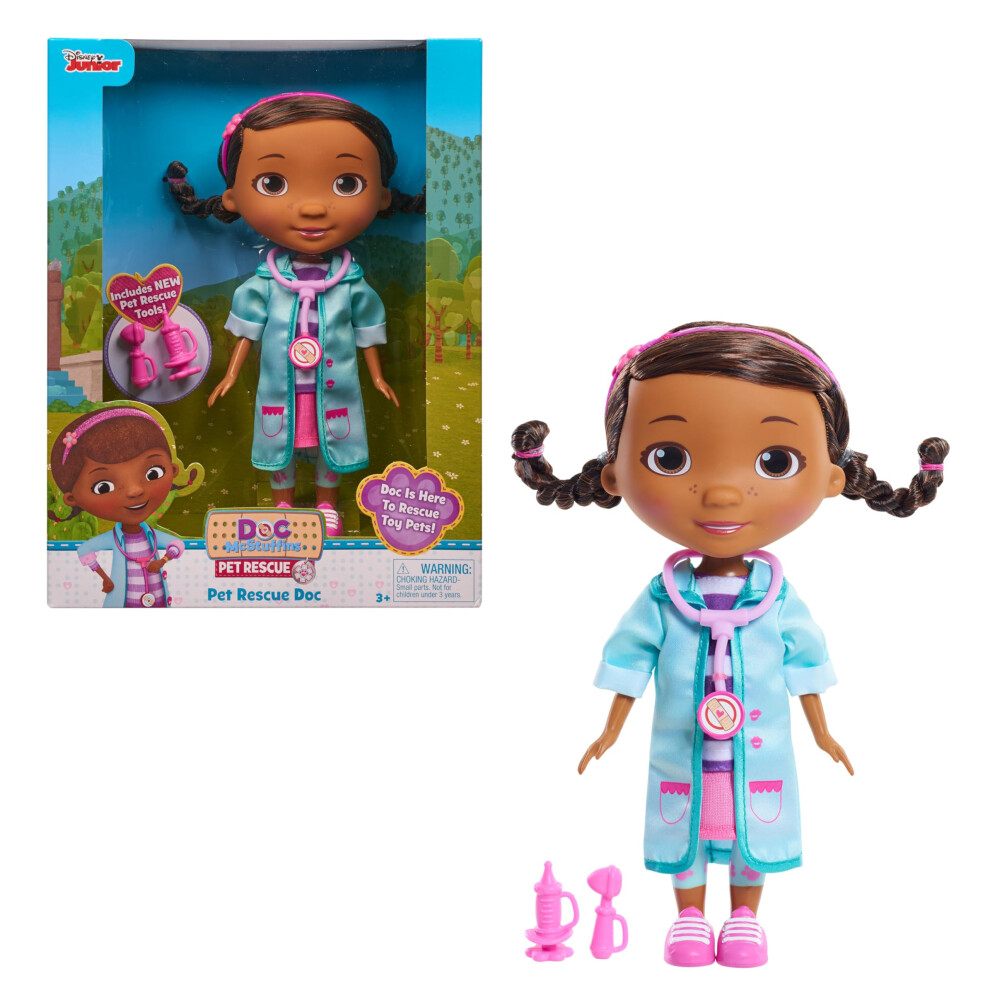 DOC MCSTUFFINS Disney Junior Pet Rescue 8.5 Inch Doc Doll and Accessories  Officially Licensed Kids Toys for Ages 3 Up by Just Play