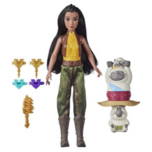 Disney Princess Raya e L'Ultimo Dragone Set Moda Bambola, Strumento per Capelli, Clip per Capelli, Giocattolo per Bambini 5 Anni e Oltre