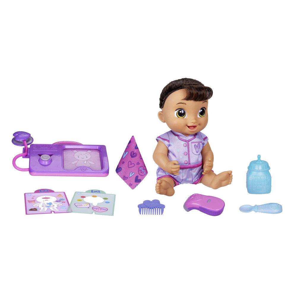 Baby Alive Lulu Achoo Doll  12-Inch Interactive Doctor Play Toy with Lights  Sounds  Movements and Tools  Kids 3 and Up  Brown Hair