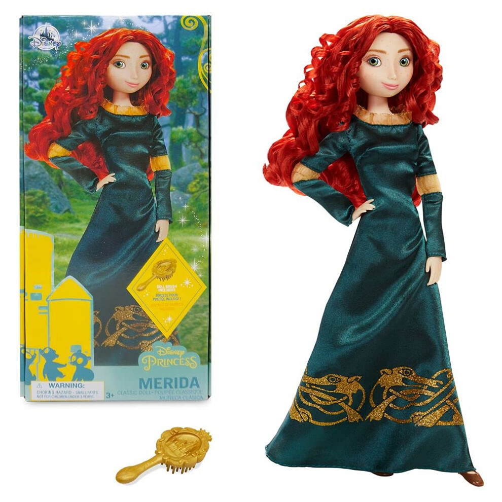 Disney Store Official Princess Classic Doll (Merida)  11 Inches  Includes Brush with Molded Details  Fully Posable Toy in Classic Outfit Pri