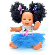 Poupée Bébé Multiculturelle Bouclée Noire Latino 12 pouces