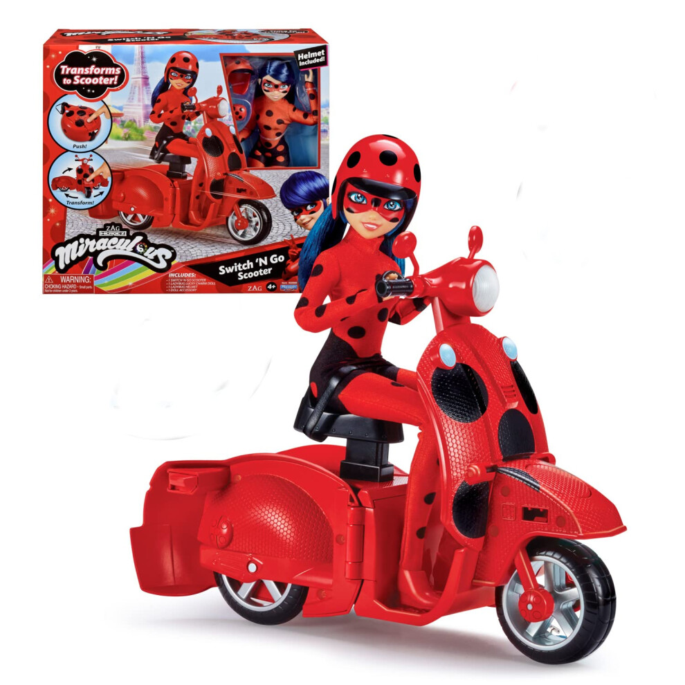 Miraculous Ladybug Switch N Go Scooter And Fashion Doll Playset | 26cm Miraculous Ladybug Doll With Transforming Scooter And Accessories | M