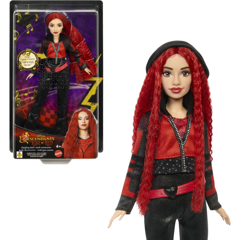 Mattel Disney Descendants: The Rise of Red Doll - Singing Red Doll with Movie-Inspired Clothes & Accessories  Sings Seeing Red