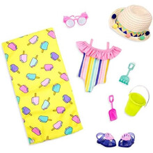 Glitter Girls - Giorno in Spiaggia - Abbigliamento - Vestiti per Bambole da 14 pollici - Costume Arcobaleno, Asciugamano e Accessori