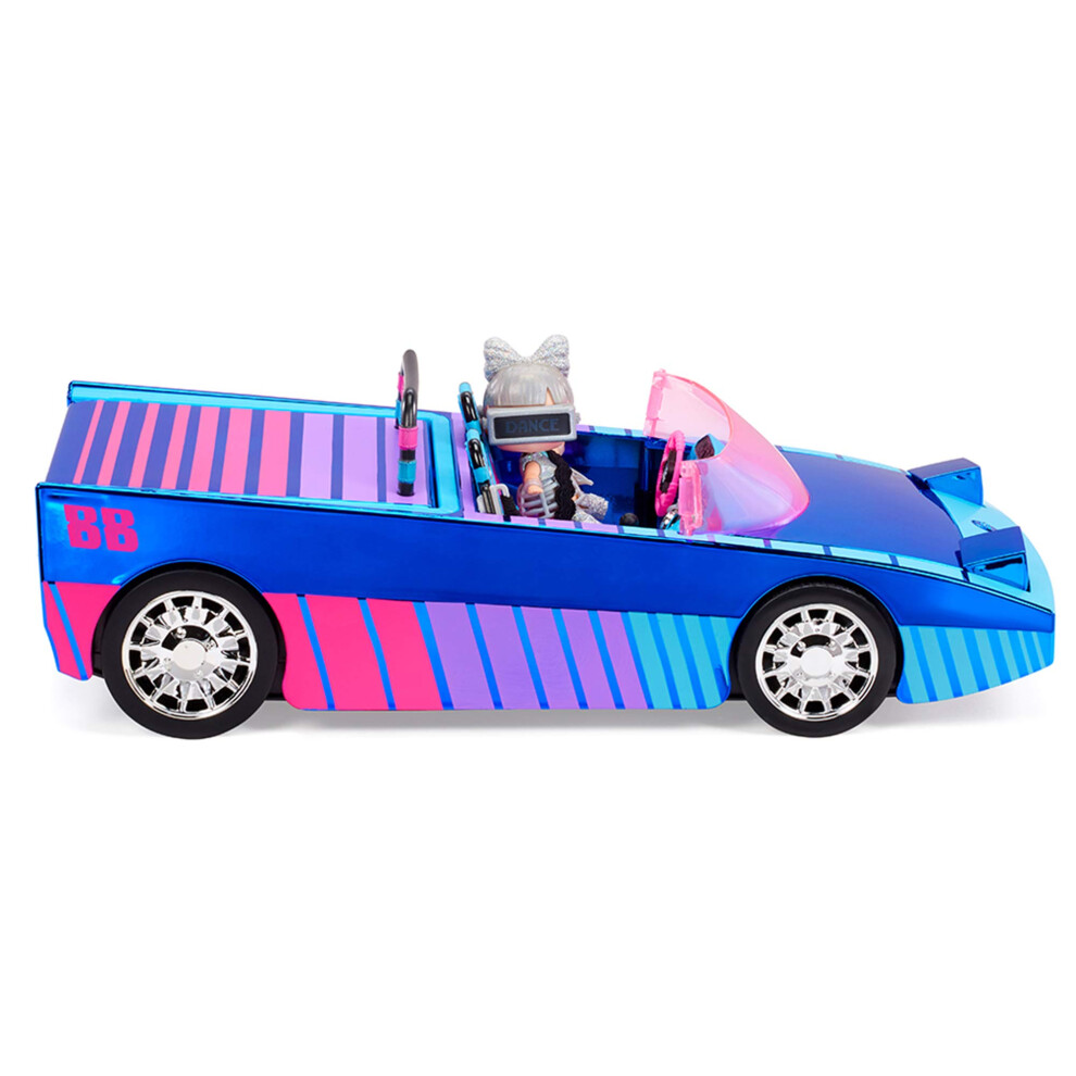 LOL Surprise Dance Machine Car with Exclusive Doll  Surprise Pool and Dance Floor  Multicolor and Magic Blacklight  for Kids