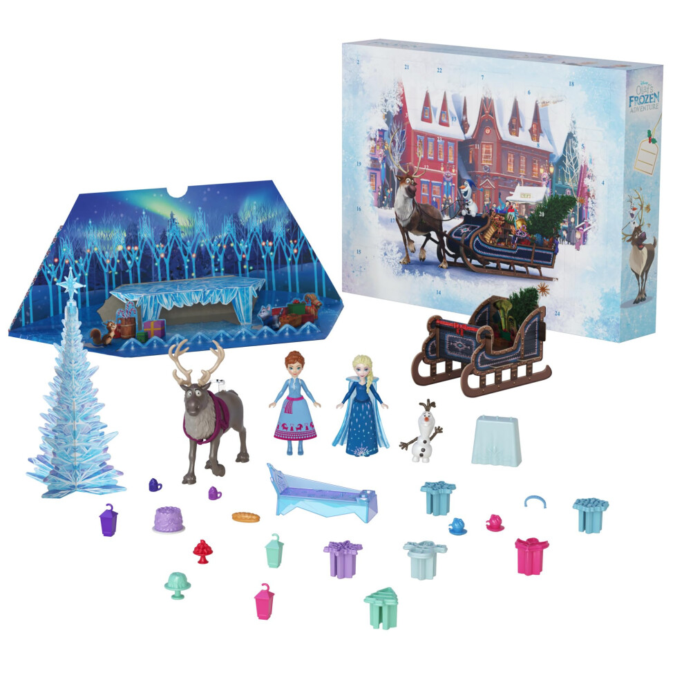 Mattel Disney Frozen Toys  Anna & Elsa Small Doll 2024 Advent Calendar with 2 Friend Figures  Moldable Sand & 24 Play Pieces  Inspired by Ol