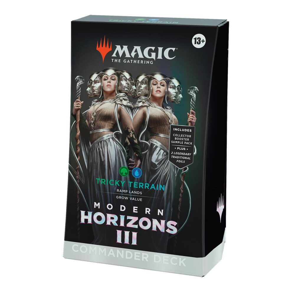 Magic: The Gathering Modern Horizons 3 Commander Deck - Tricky Terrain (100-Card Deck  2-Card Collector Booster Sample Pack + Accessories)