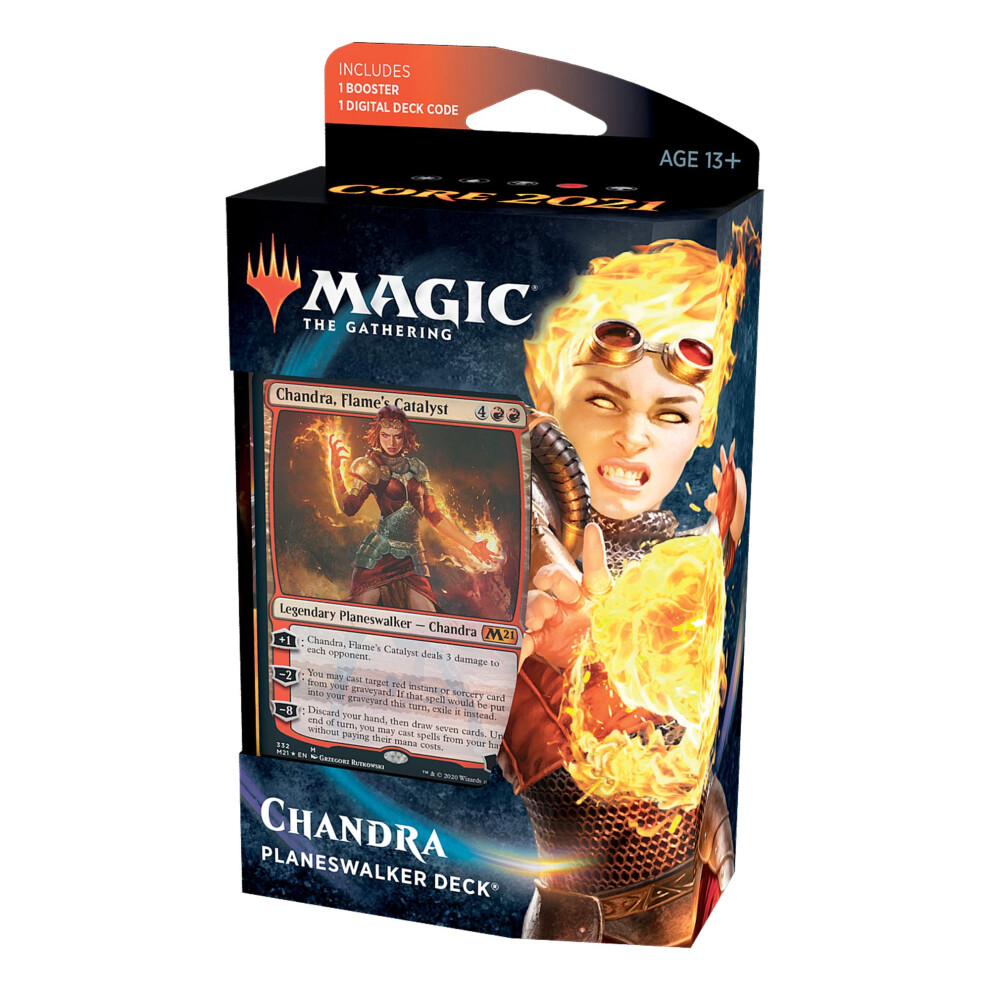 Magic: The Gathering Chandra  Flames Catalyst Planeswalker Deck | Core Set 2021 (M21) | 60 Card Starter Deck  C76580000