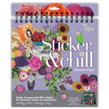 Sticker & Chill Sticker Book for Adults - 800+ Repositionable Colorful Clings Create Designs on 10 Spiral Bound Scene Pages - Easy Fun & St