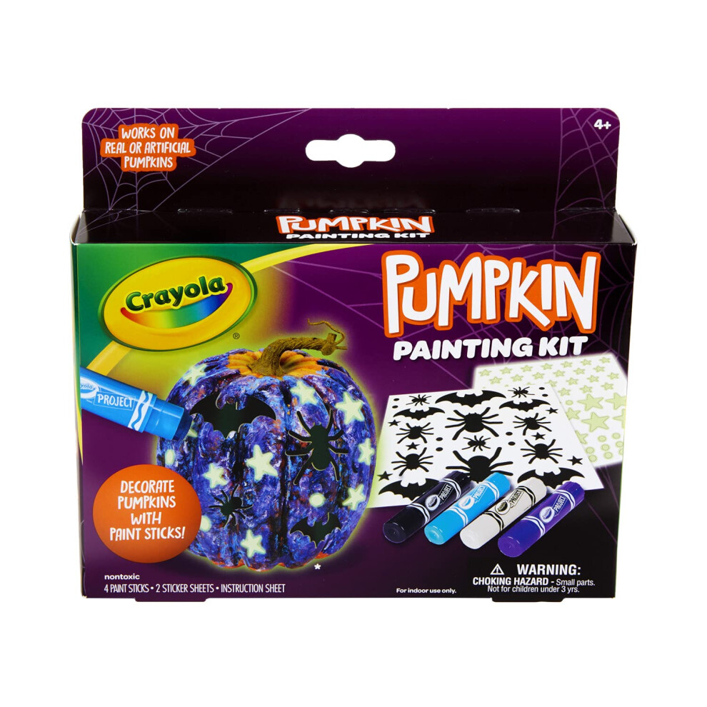 Crayola Galaxy No Carve Pumpkin Decorating Kit  Less Mess Kids Paint Set  Glow in The Dark Stickers