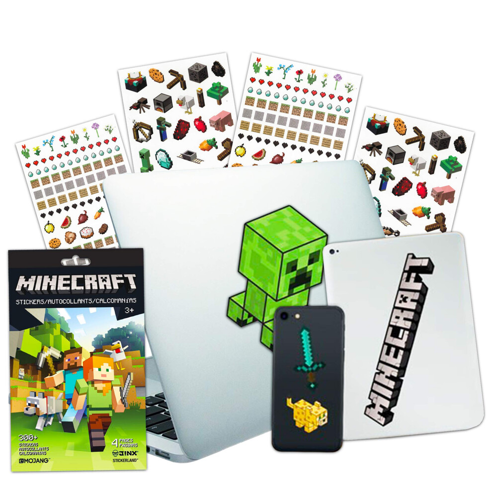 Minecraft Laptop Stickers Ultimate Set - Bundle Includes 10 Premium Minecraft Decals for Room Decor  Car  MacBook  Phone and 300 Minecraft S