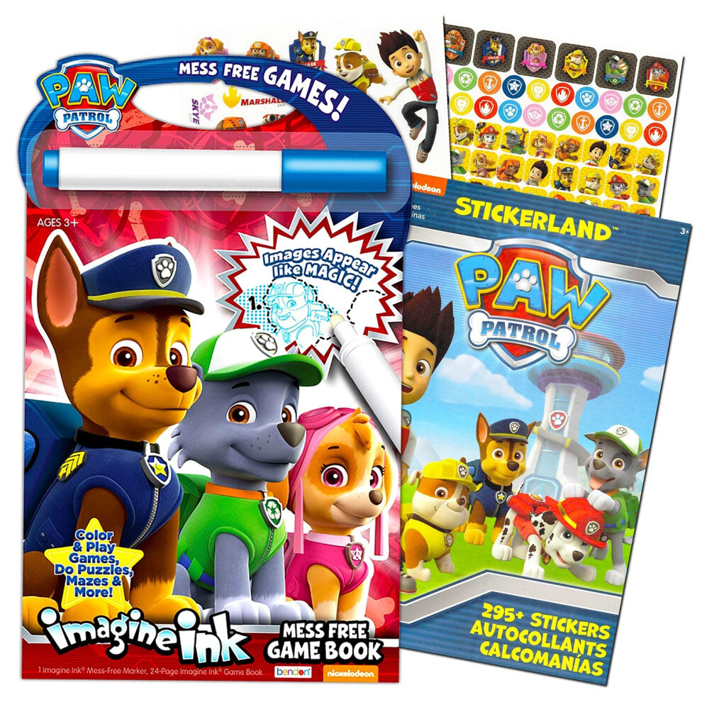 Paw Patrol Imagine Ink Book and Sticker Pack Set | Imagine Ink Book  Sticker Pack and Mess Free Marker | ""Paw Patrol  The Movie""